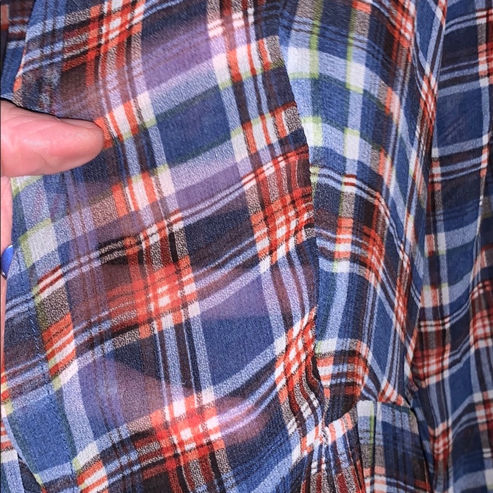SHEER PLAID BUTTON UP DRESS - Picture 3 of 3